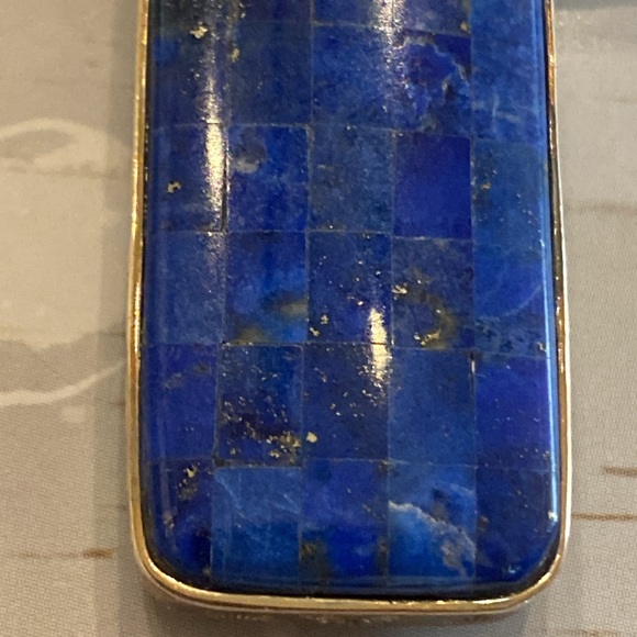 Reversible sterling silver pendant.mosaic lapis/opal. - Picture 10 of 12